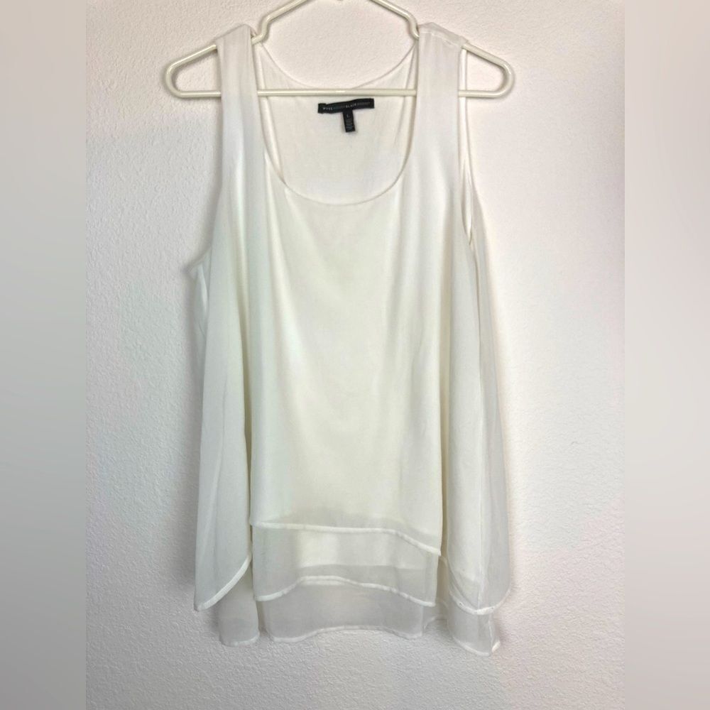 WHBM white chiffon layered longer sleeveless blouse
